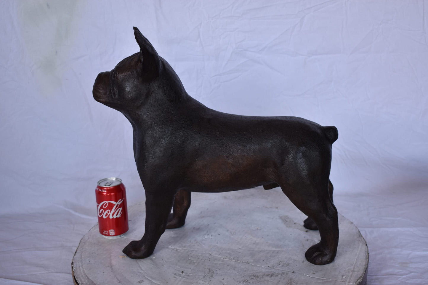 French Bulldog Standing Made of Bronze Statue - Size: 9"L x 20"W x 18"H.