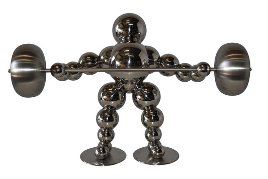 Modern Art Weightlifter Second Pull Position Chrome Statue Size: 20" x 9" x 12"H