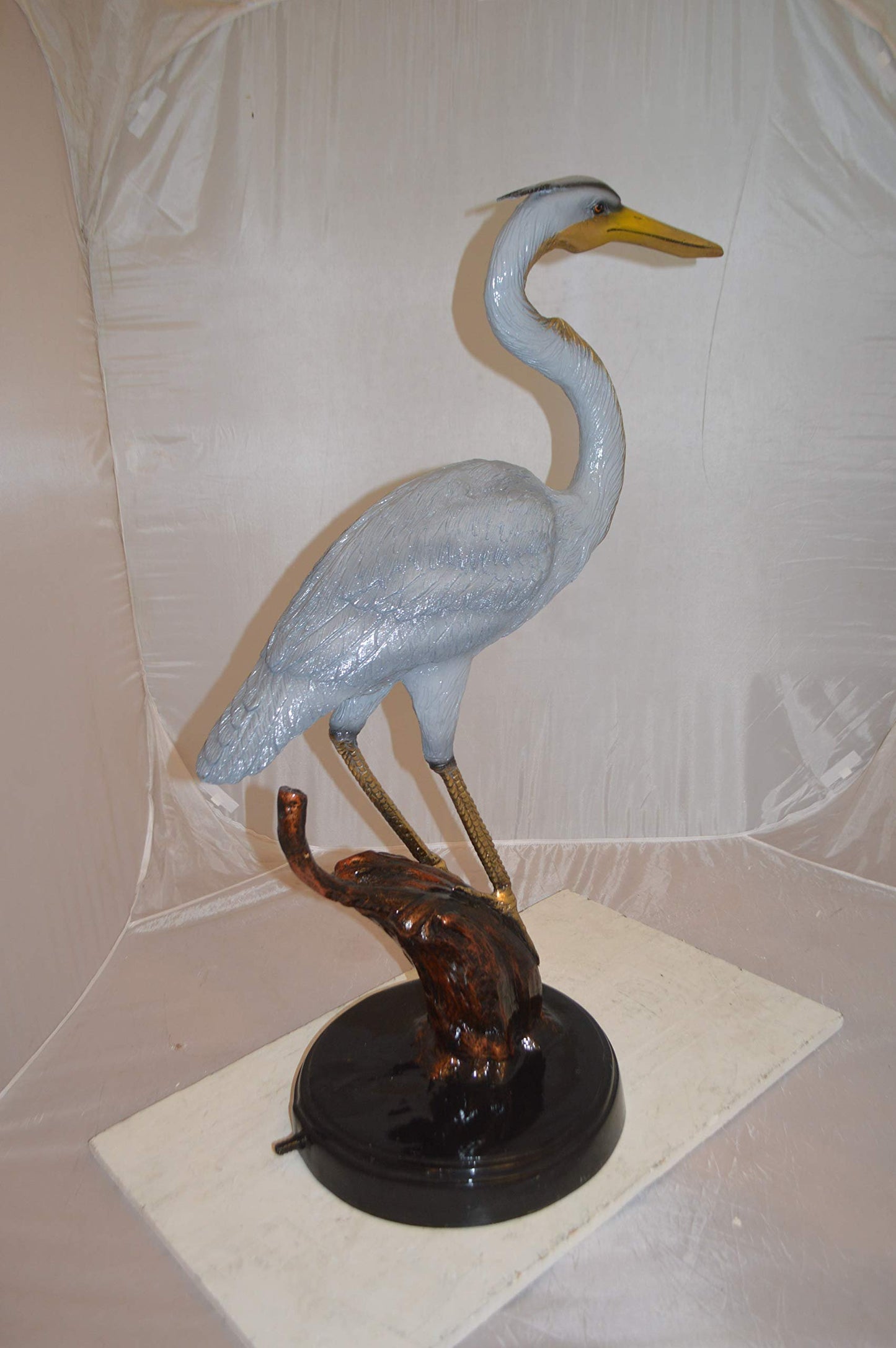 Crane Bronze Statue Fountain -  Size: 29"L x 13"W x 42"H.
