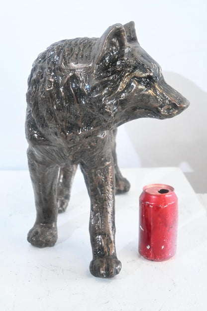 Aluminum Walking Wolf Statue Bronze Tone Finish 23"x11"x16"H