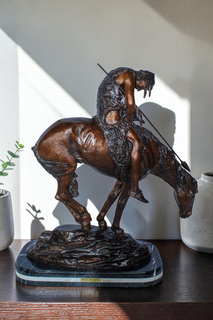 End of the Trail Native American Bronze Sculpture Replica 29" x 11" x 32"H