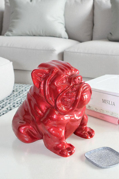 Adorable Red Resin, Fiberglass Statue of a bulldog figurine 19" x 15" x 16"H