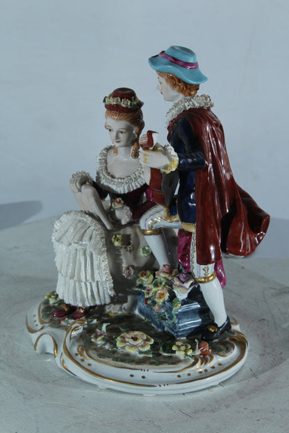 NIFAO Porcelain Romantic Couple Figurine with Guitar and Book 11" x 8" x 13"H