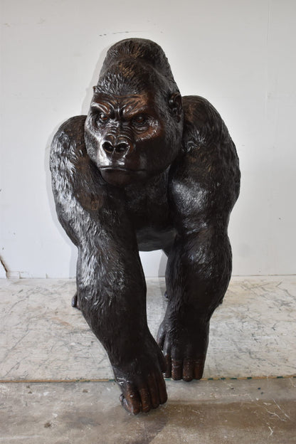 Giant King Kong Gorilla Looking Around Bronze Statue Size: 58" x 38" x 60"H