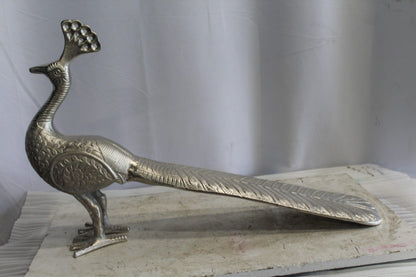 Elegant Aluminum Peacock Statue, Graceful Home Decor 33" x 7" x 20"H