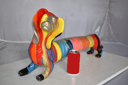 Modern Graffiti Looking Weenie Dachshund Dog Statue from Resin  25" x 10" x 15"H