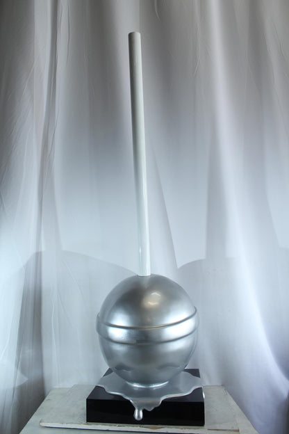 NIFAO Giant Silver Lollipop Sculpture Metallic Pop Art Resin Statue 22"x20"x70"H