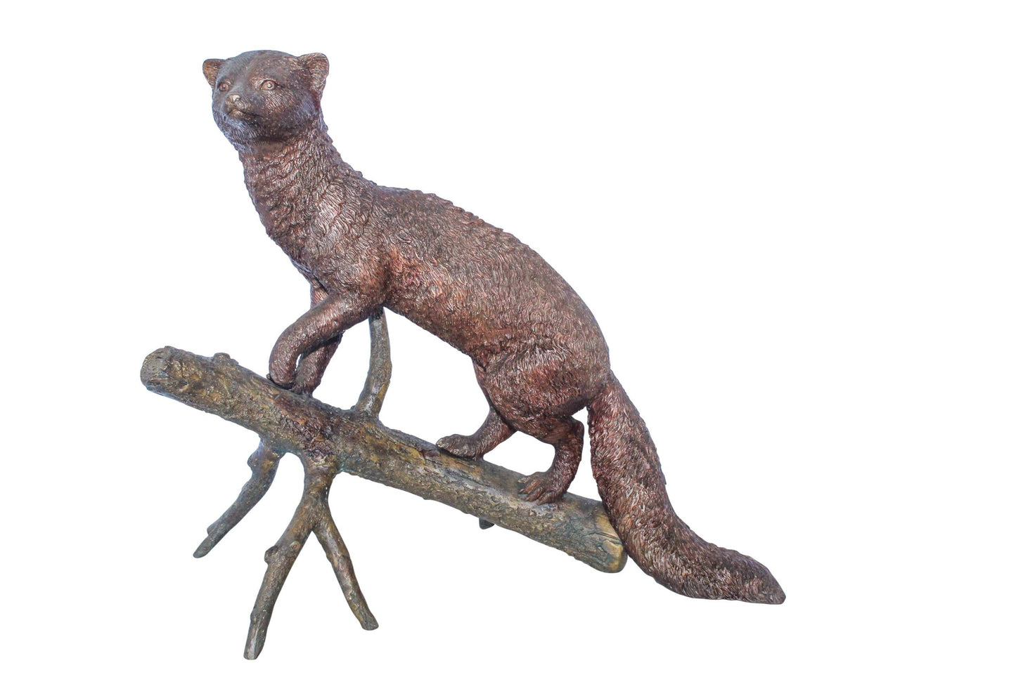 Bronze Statue of a Mongoose Climbing a Tree Branch 24" x 12" x 20"H