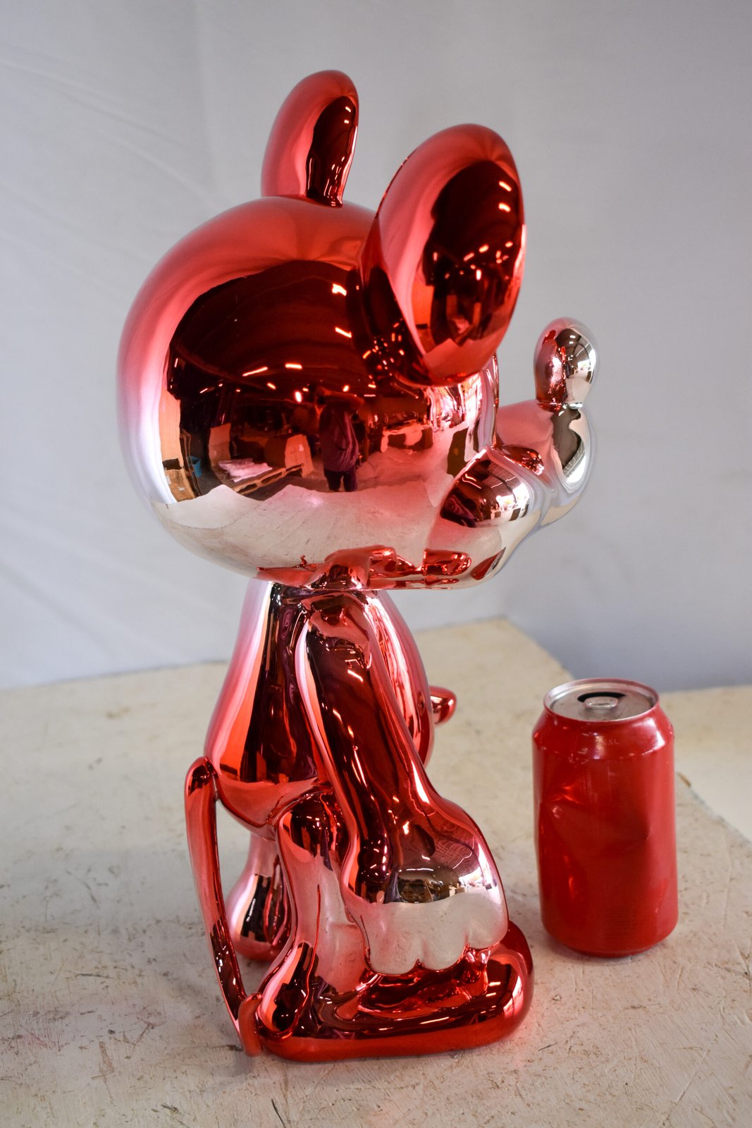 Contemporary Red Chrome Mickey Mouse Resin Statue 12" x 9" x 16"H