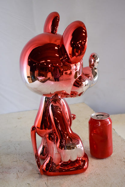 Contemporary Red Chrome Mickey Mouse Resin Statue 12" x 9" x 16"H
