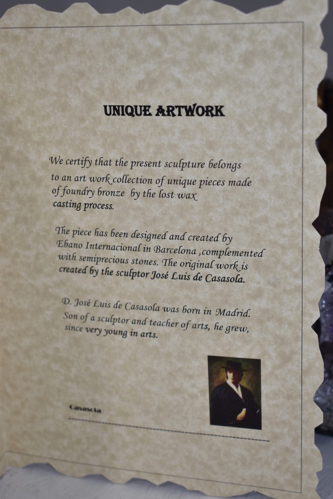 Passion, Bronze Statue from the Vidal Collection – COA included 7" x 10" x 20"H