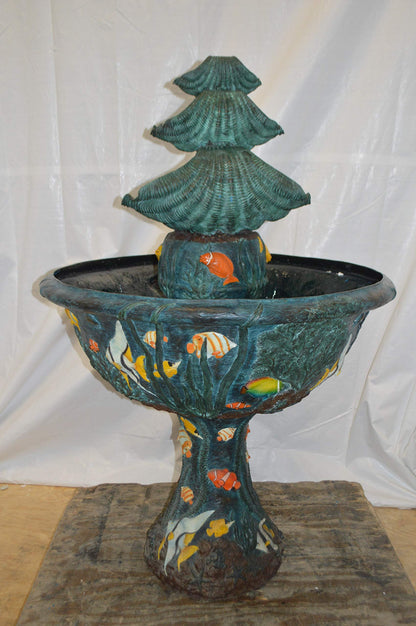 Bawl Bronze Fountain with three steps shells -  Size: 43"L x 43"W x 63"H.