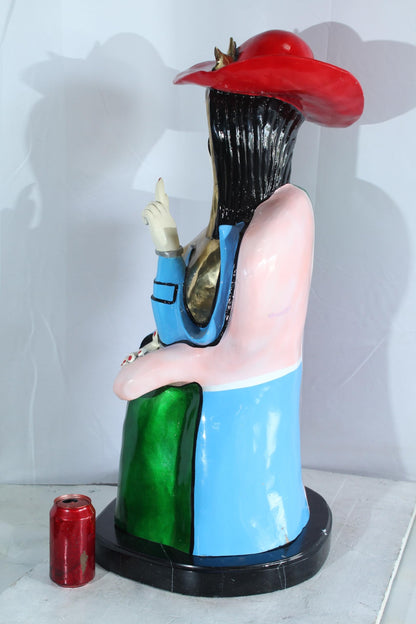 NIFAO Colorful Picasso Style Bronze Woman Bust with Red Hat 18" x 16" x 32"H