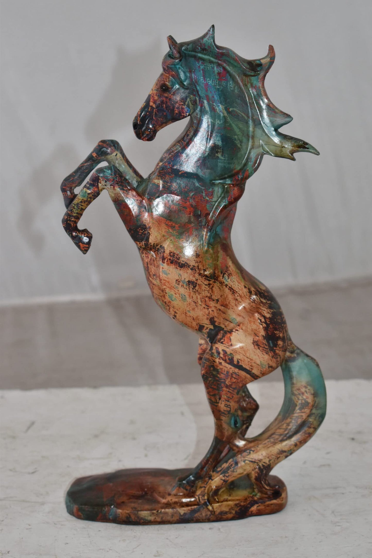 Small Varicolored Rearing Horse Resin Statue Size: 8" x 3" x 13"H