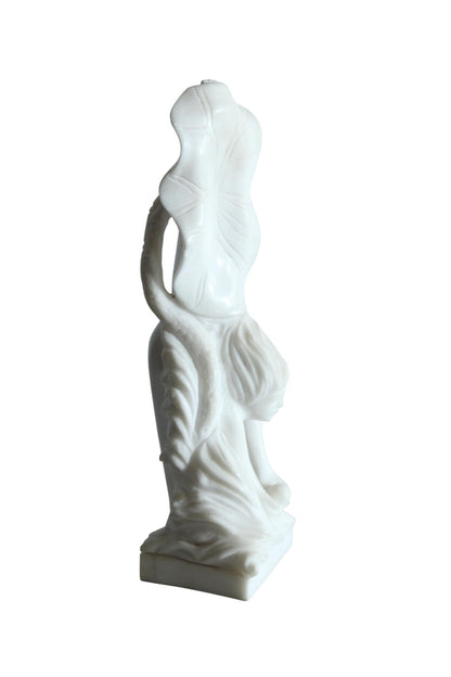 NIFAO Marble Woman Diving for a Pearl Marble Sculpture 4" x 4" x 12"H