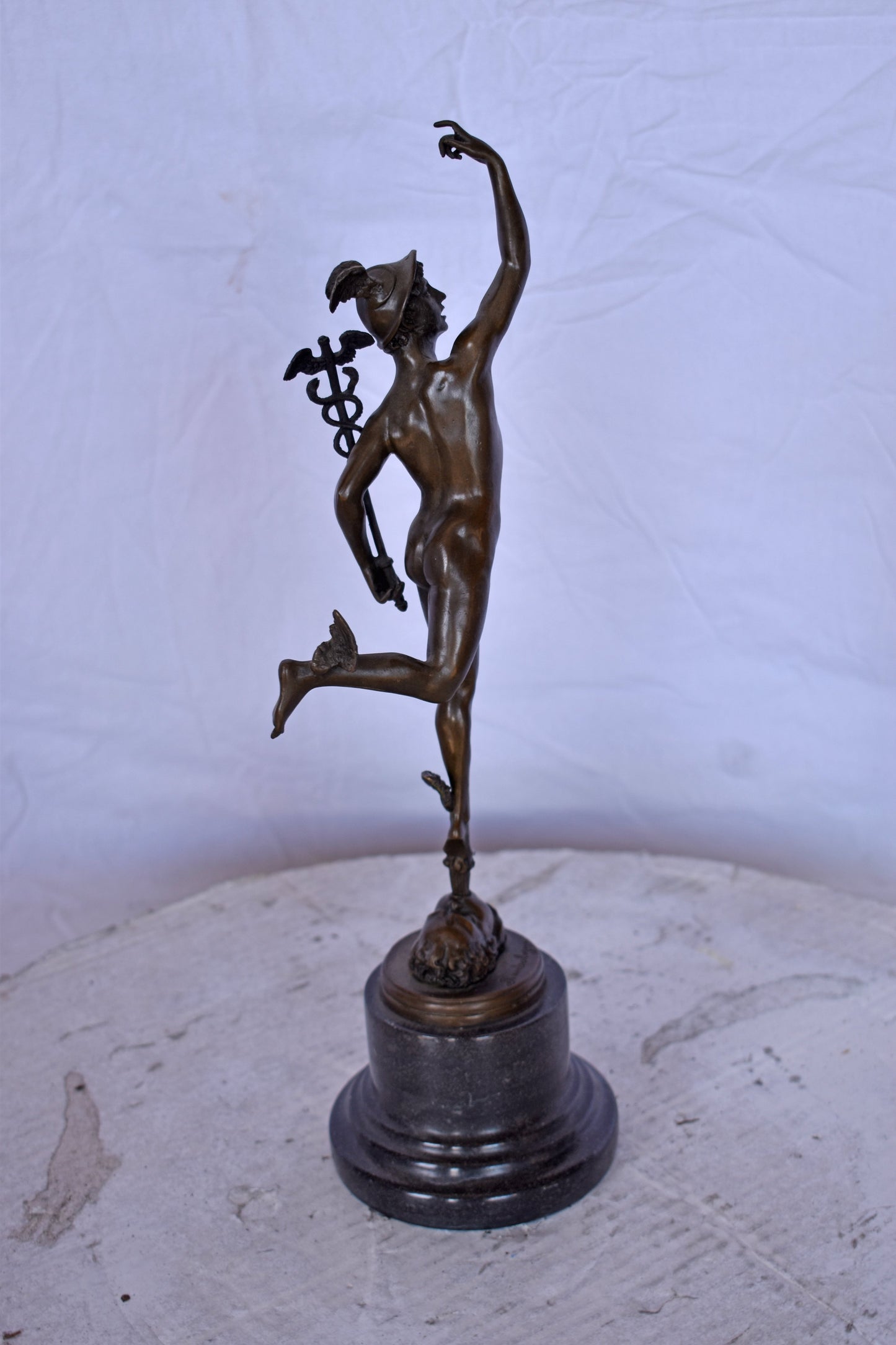 19th Century Mercury Hermes Tabletop Bronze Statue - Size: 5"L x 6"W x 17"H.