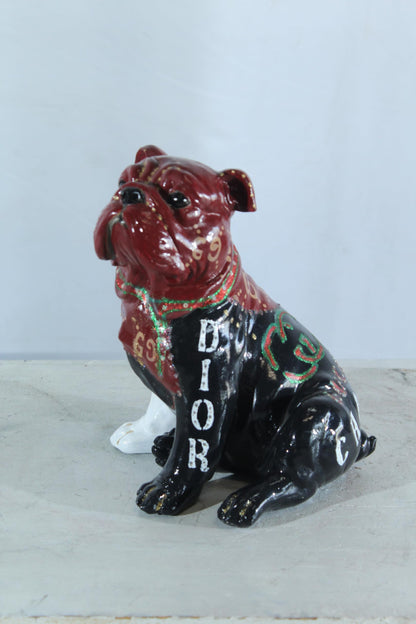 NIFAO Resin Bulldog Statue Fashion Inspired Hand Painted Decor 9" x 10" x 12"H