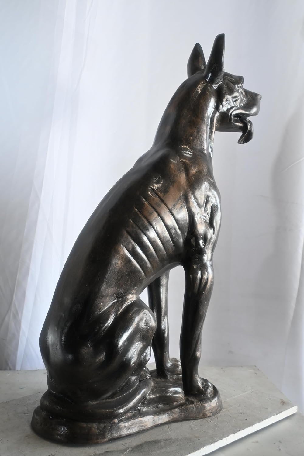 Stately Life Size Sitting Great Dane Dog Aluminum Statue 28"x13"x41"H