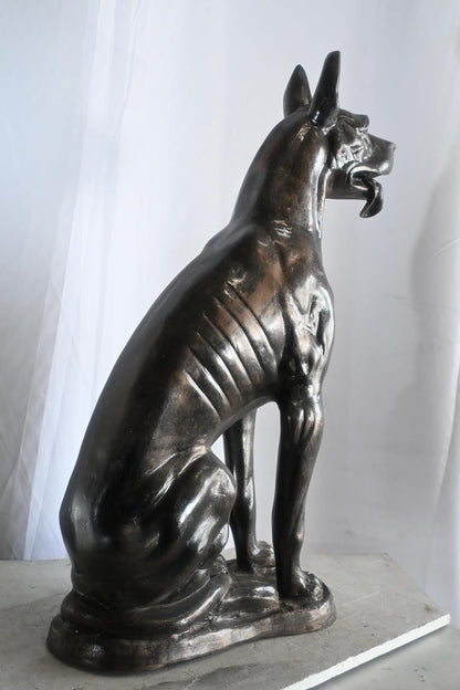 Stately Life Size Sitting Great Dane Dog Aluminum Statue 28"x13"x41"H