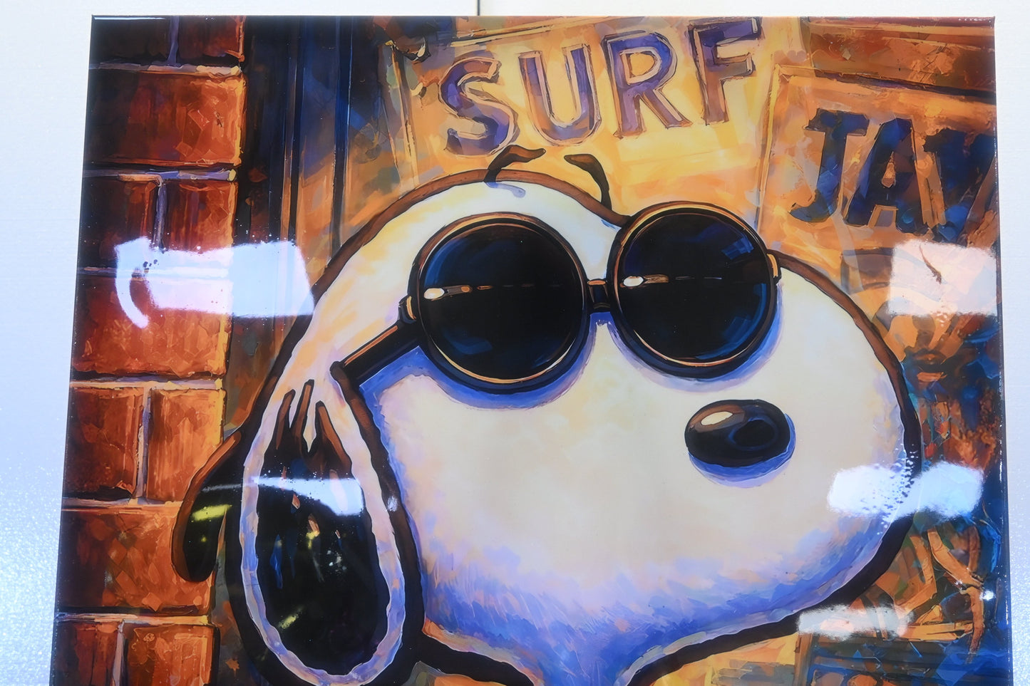 Snoopy Joe Cool Pop Art Resin Covered Canvas 40"x60"
