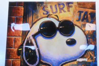 Snoopy Joe Cool Pop Art Resin Covered Canvas 40"x60"
