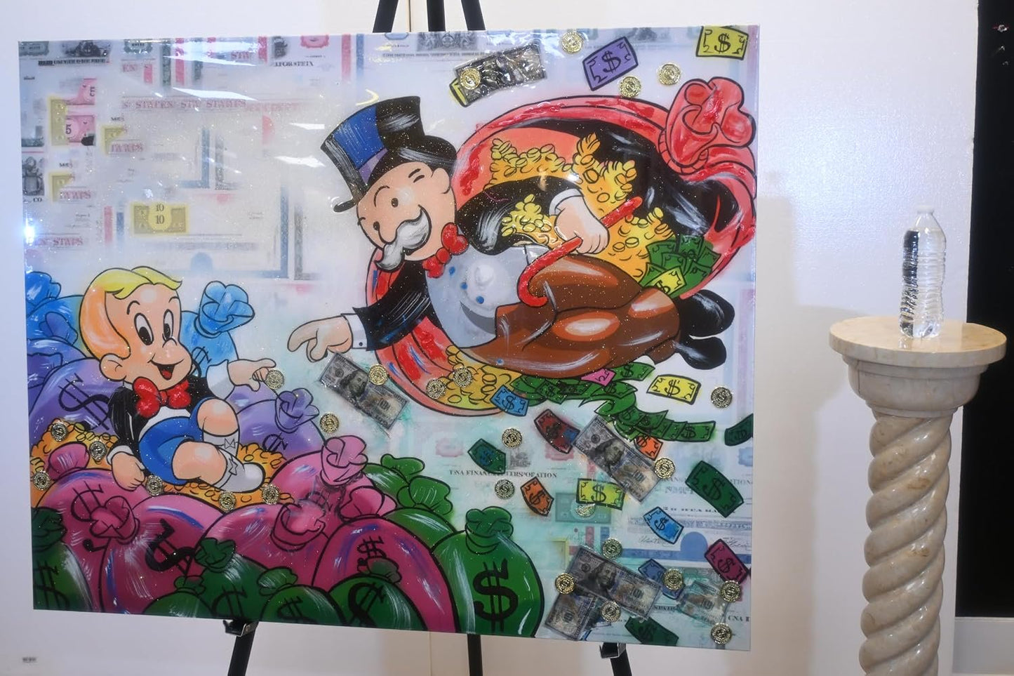 Richie Rich and Monopoly Man Money Pop Art Canvas 50"x40"