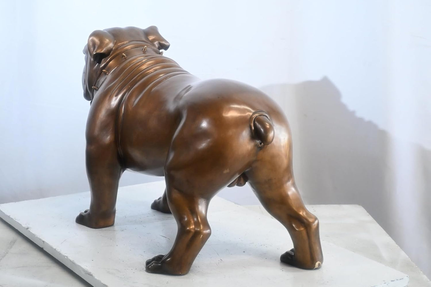 Bronze English Bulldog Statue Studded Collar Mascot Decor 29"x13"x17"H