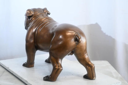 Bronze English Bulldog Statue Studded Collar Mascot Decor 29"x13"x17"H