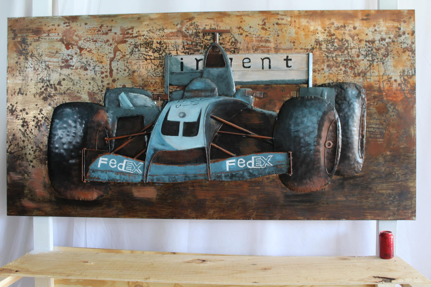 NIFAO 3D Formula 1 Racing Car Wall Art FedEx Early 2000s Inspired 79" x 2" x 40"H