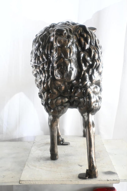 Aluminum Standing Sheep Sculpture Dark Bronze Patina Art 46"x17"x34"H