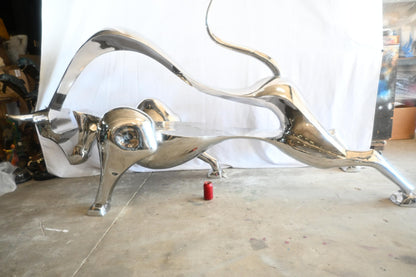 Giant Abstract Stainless Steel Charging Bull Floor Sculpture 105"x36"x58"H