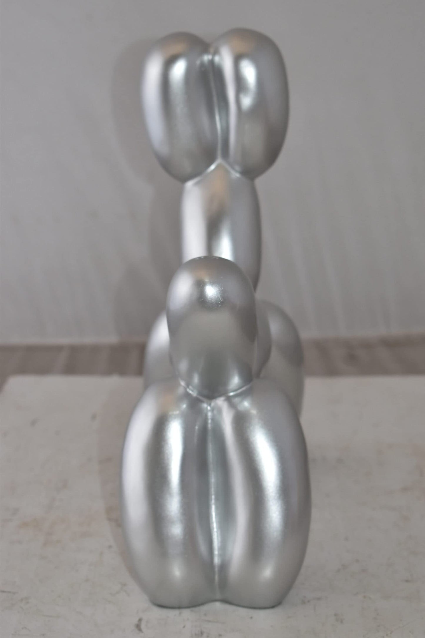 Silver Finish Balloon Dog Statue Made of Resin Size: 16" x 6" x 15"H