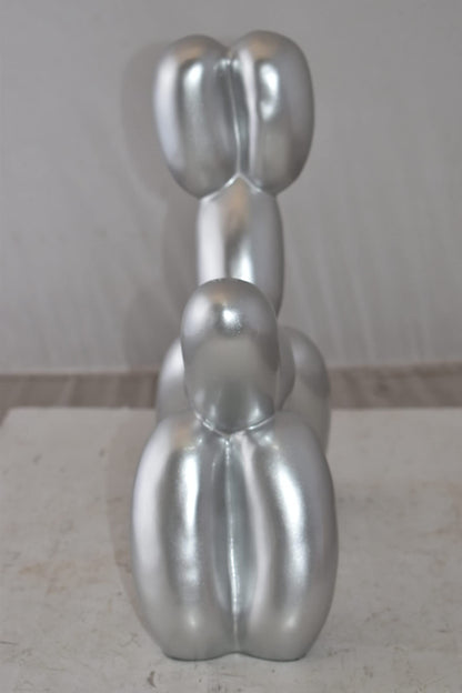 Silver Finish Balloon Dog Statue Made of Resin Size: 16" x 6" x 15"H
