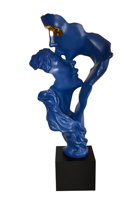 Abstract Modern Lovers Blue Resin Statue 12" x 8" x 26"H