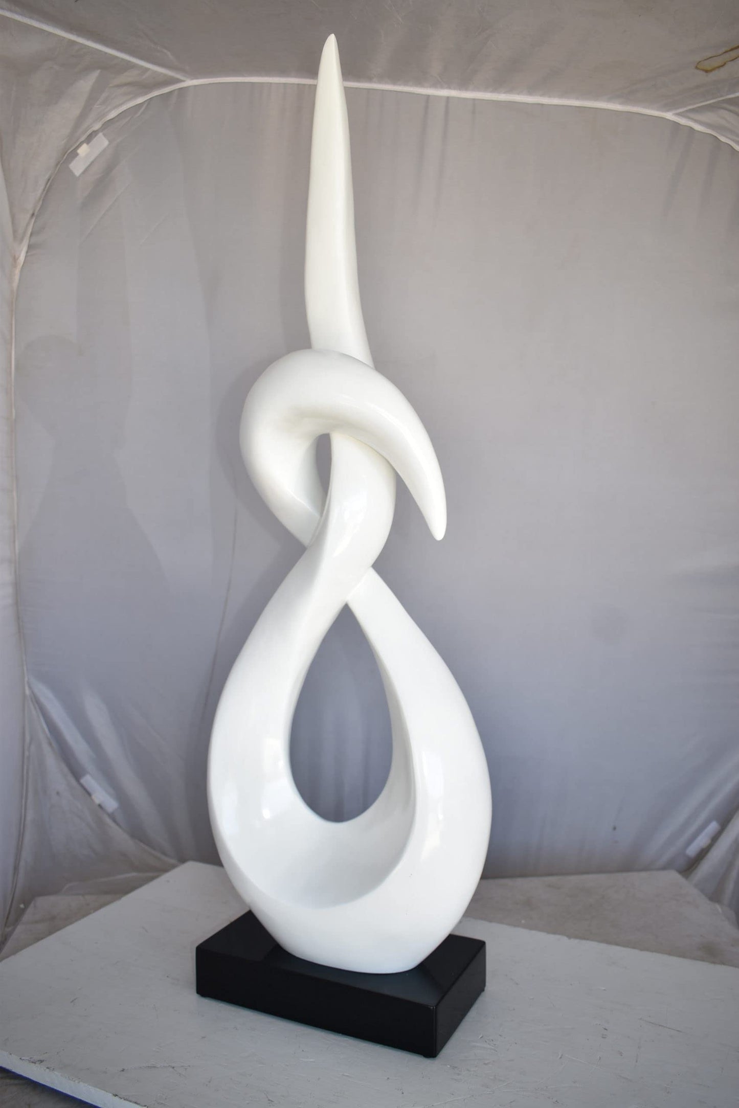 Modern Art White Eternity Sculpture Made of Resin on A Base 13" x 7" x 42"H