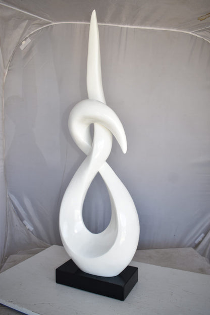 Modern Art White Eternity Sculpture Made of Resin on A Base 13" x 7" x 42"H