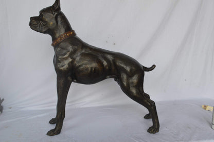 Boxer Dog bronze statue - Size: 35"L x 10"W x 36"H.