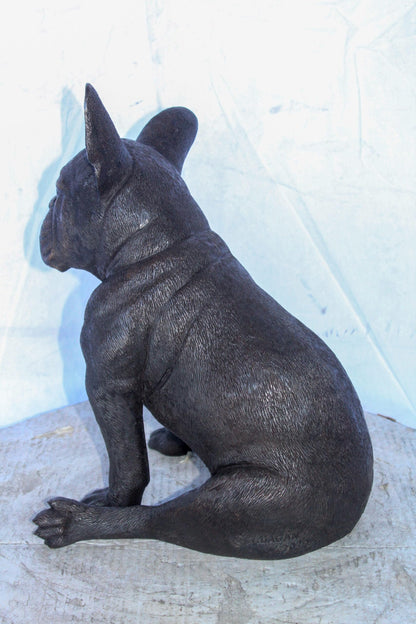 Bronze Statue of French Bulldog Sitting, Elegant Canine Decor 12" x 12" x 17"H
