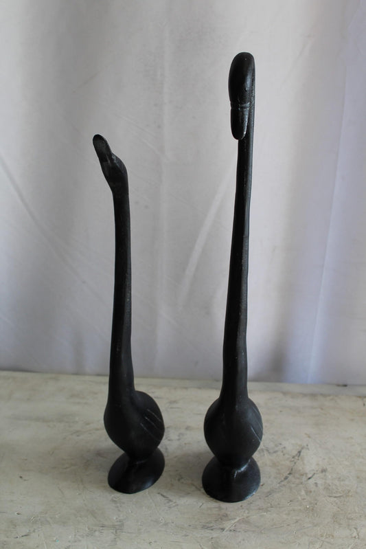 Aluminum Pair of Black Swans, Graceful Decor Accent 7" x 7" x 23"H