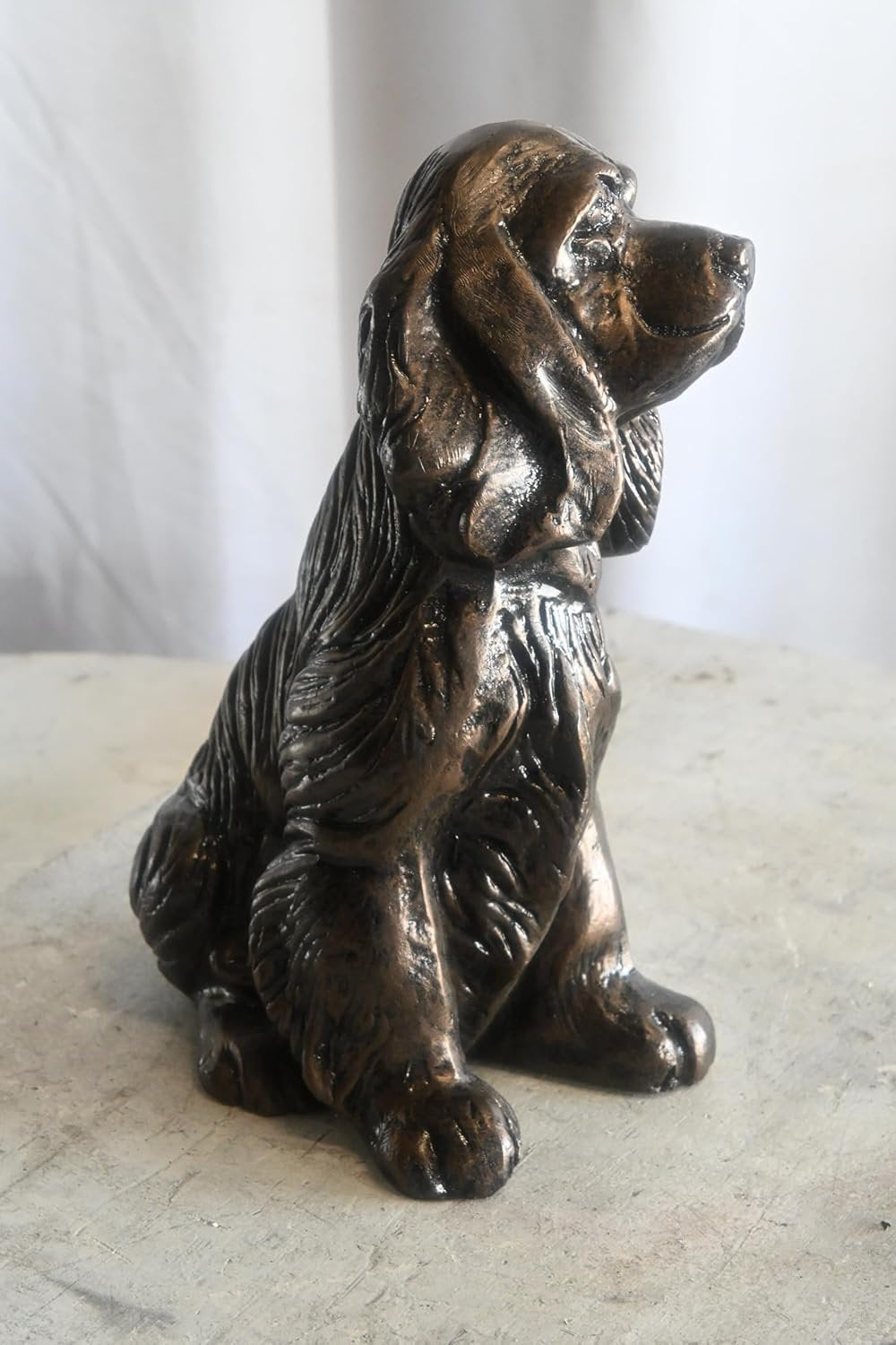 Classic Sitting Cocker Spaniel Handcrafted Aluminum Statue 9"x7"x14"H