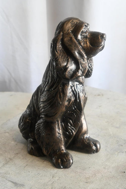 Classic Sitting Cocker Spaniel Handcrafted Aluminum Statue 9"x7"x14"H
