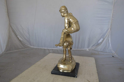 Leapfrog bronze statue silver finish  - Size: 12"L x 7"W x 19"H.