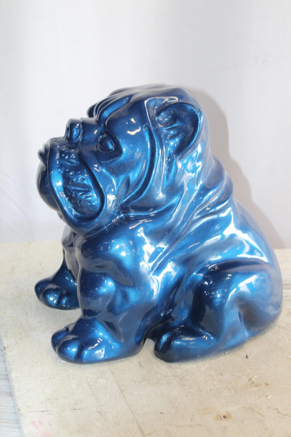 A Charming Blue Resin Bulldog, Perfect for Dog Lovers 19" x 15" x 16"H
