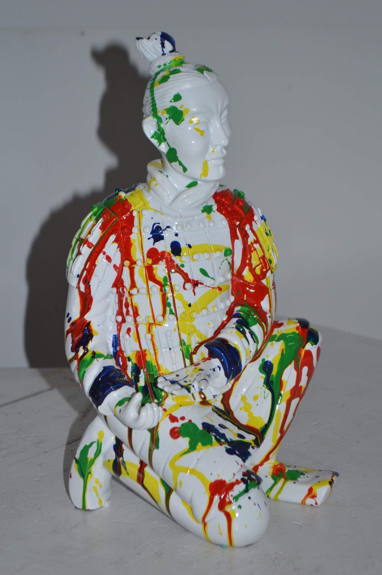 Modern Art Colorful Chinese Man resin statue - Size: 7"L x 8"W x 13"H.
