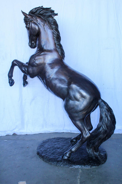 Quarter Horse Rearing, Life Size Bronze Statue, Equestrian Art 72" x 34" x 83"H