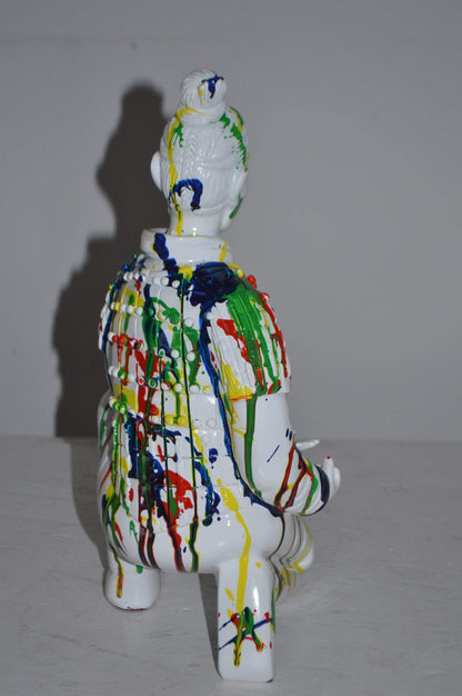 Modern Art Colorful Chinese Man resin statue - Size: 7"L x 8"W x 13"H.