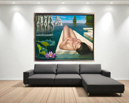 El Lago Magico, Nude Art, limited edition giclee by Nelson Calderon, 38x30
