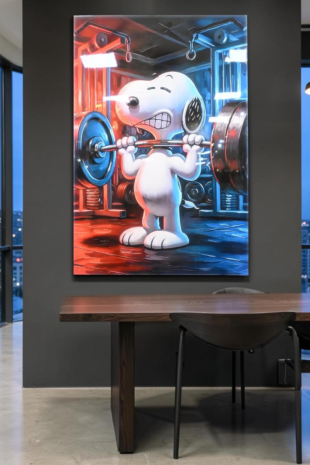 Snoopy Weightlifting Gym Pop Art Resin Canvas 40"x60"