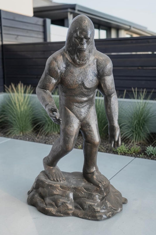 Aluminum Bigfoot Sasquatch Statue on Rock Base 38"x29"x77"H