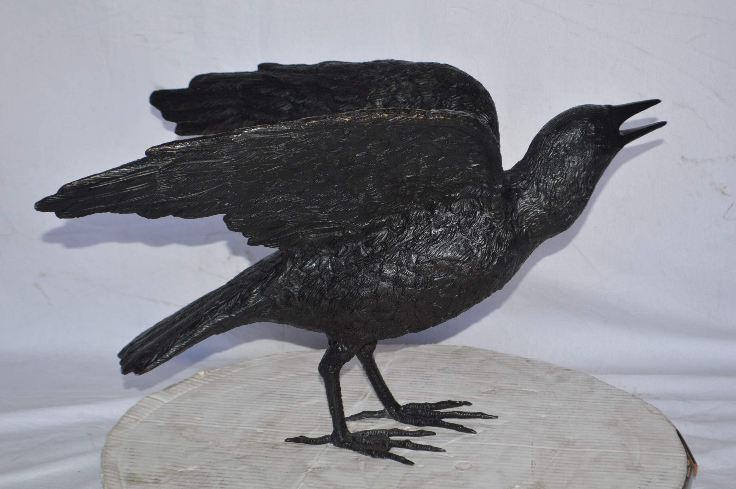 Raven with Open Wings Bronze Statue - Size: 16